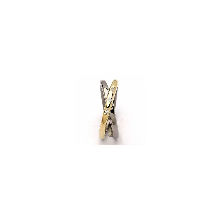 Breit Dark Harmony Ring aus schwarzes rhodiniertes Silber mit vergoldetem Sterlingsilber