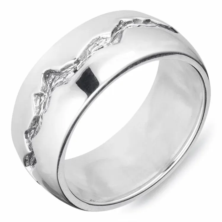 Breit Herrenring aus oxidiertem Sterlingsilber