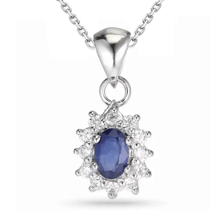 Rosette Saphir Halskette aus Silber und Anhänger aus Silber