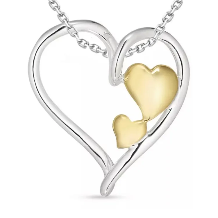 Herz Halskette aus Silber und Anhänger aus Silber mit 8 karat Gold