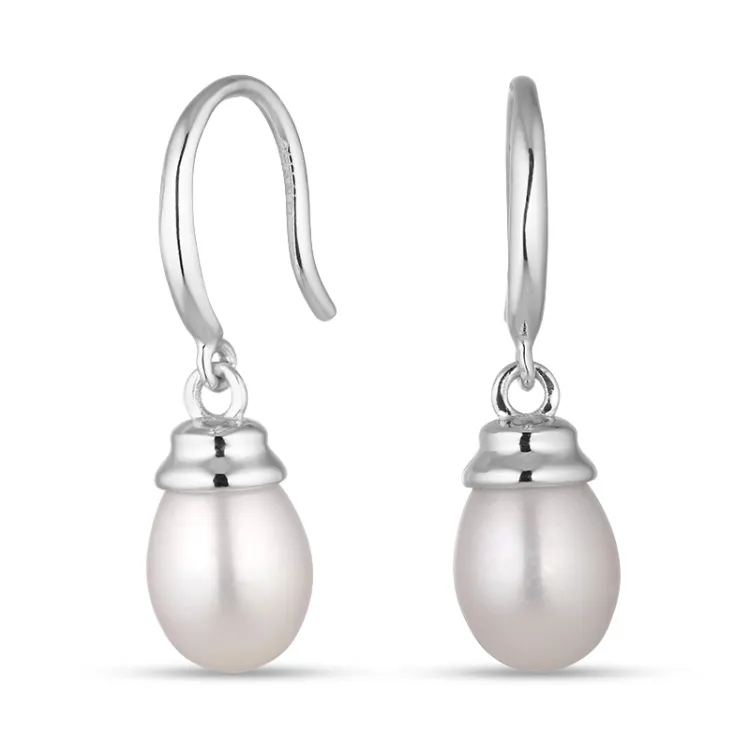 7,5-8 mm Perle Ohrringe in Silber