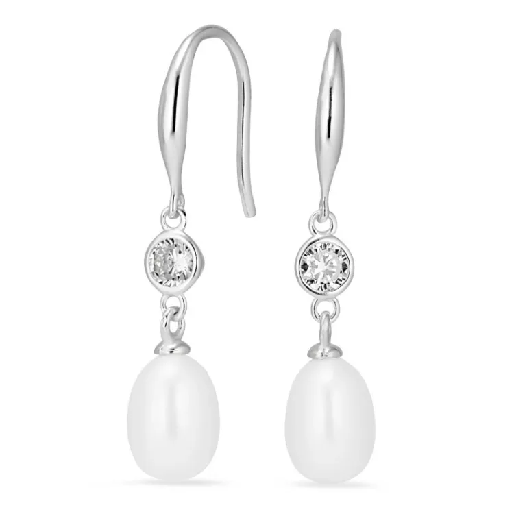 7,5-8 mm Perle Ohrringe in Silber