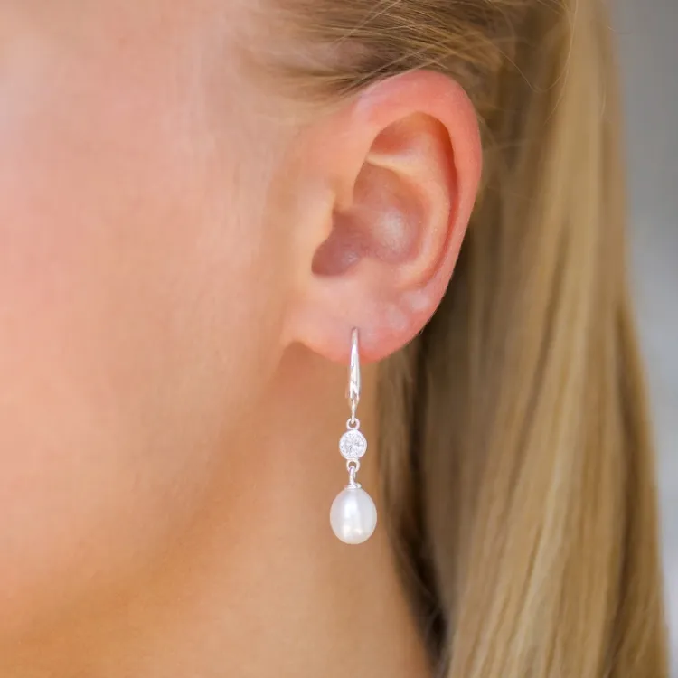 7,5-8 mm Perle Ohrringe in Silber