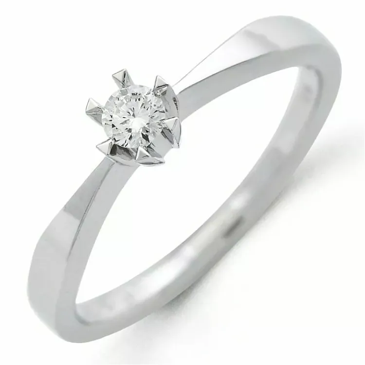 0,10 ct Diamant Solitärring in 14 Karat Weißgold 0,11 ct