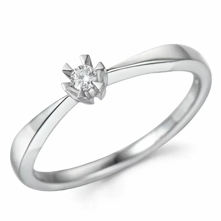 0,05 ct Solitärring in 14 Karat Weißgold 0,05 ct