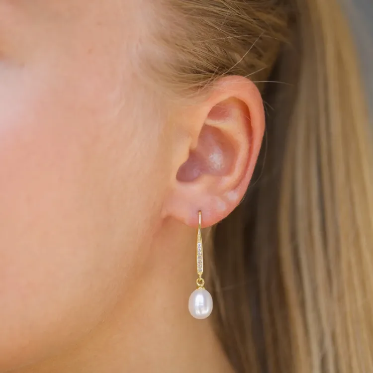 7,5-8 mm Perle Ohrringe in vergoldetem Silber