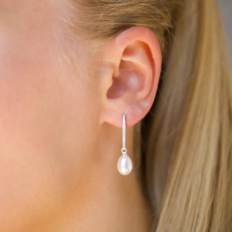 7,5-8 mm Perle Ohrringe in Silber