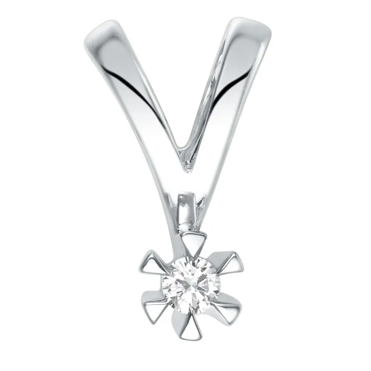 Diamant Solitäranhänger in 14 karat Weißgold 0,05 ct