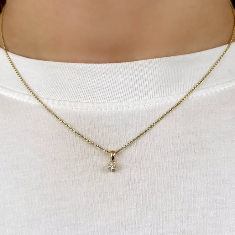 Diamant Solitäranhänger in 14 karat Gold 0,10 ct
