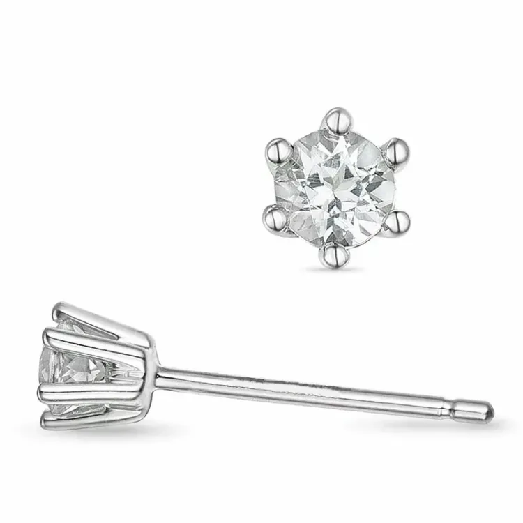 2 x 0,10 ct Solitärohrstecker in 14 Karat Weißgold mit Diamant 