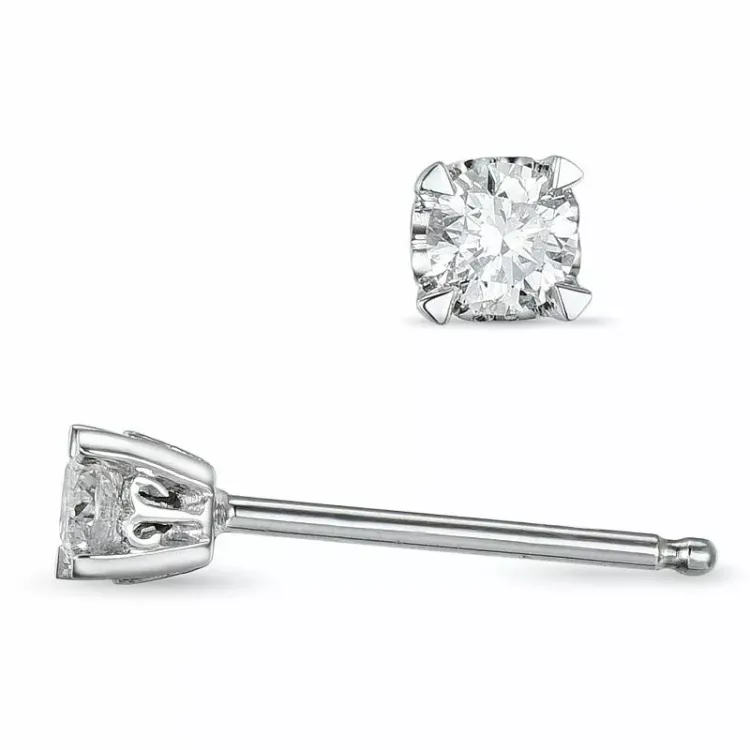 2 x 0,10 ct Solitärohrstecker in 14 Karat Weißgold mit Diamant