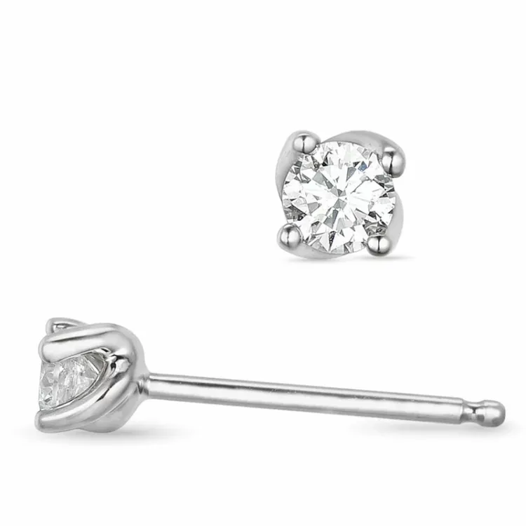 2 x 0,10 ct Solitärohrstecker in 14 Karat Weißgold mit Diamant