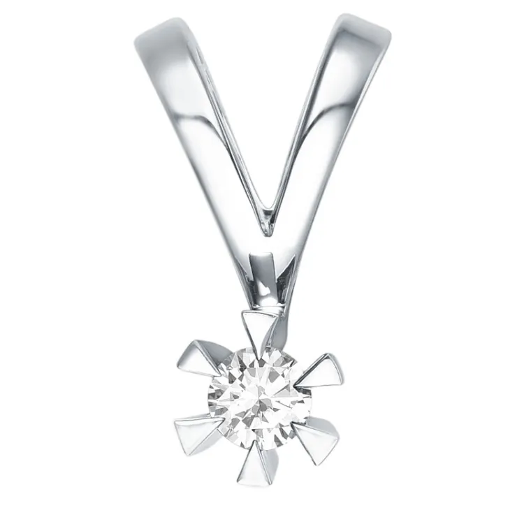 Diamant Solitäranhänger in 14 karat Weißgold 0,10 ct