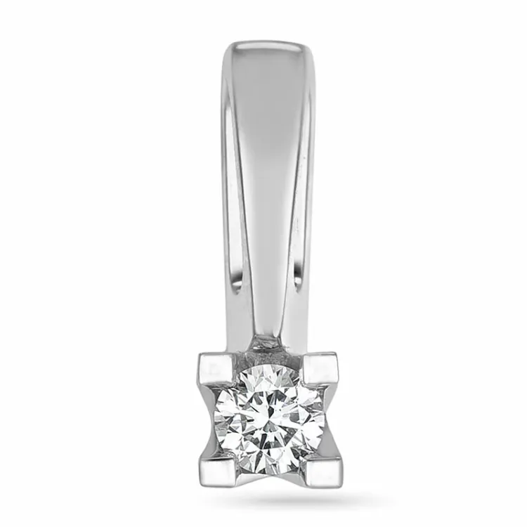 Diamant Solitäranhänger in 14 karat Weißgold 0,10 ct