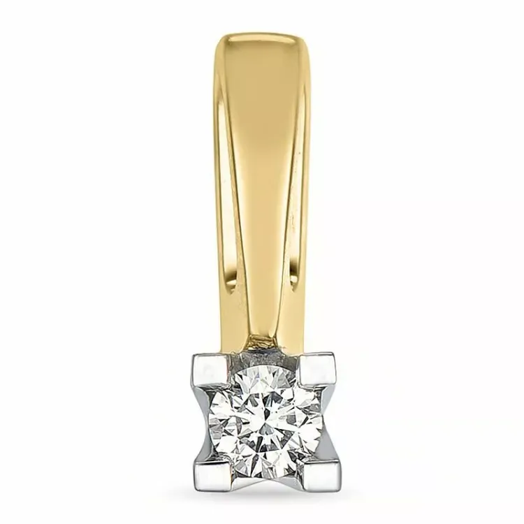 Diamant Solitäranhänger in 14 karat Gold- und Weißgold 0,10 ct