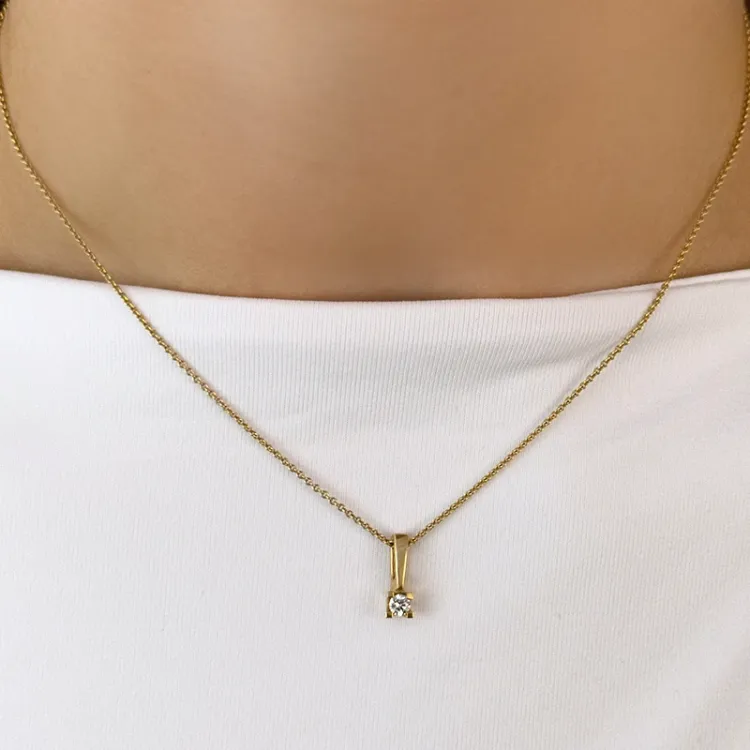 Diamant Solitäranhänger in 14 karat Gold 0,10 ct