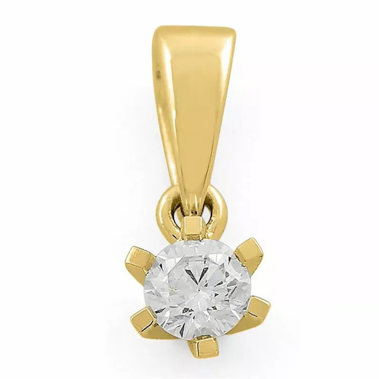 Diamant Solitäranhänger in 14 karat Gold 0,10 ct