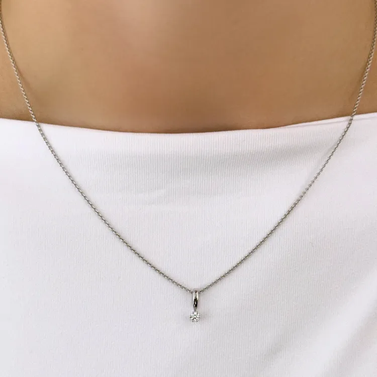 Diamant Solitäranhänger in 14 karat Weißgold 0,05 ct