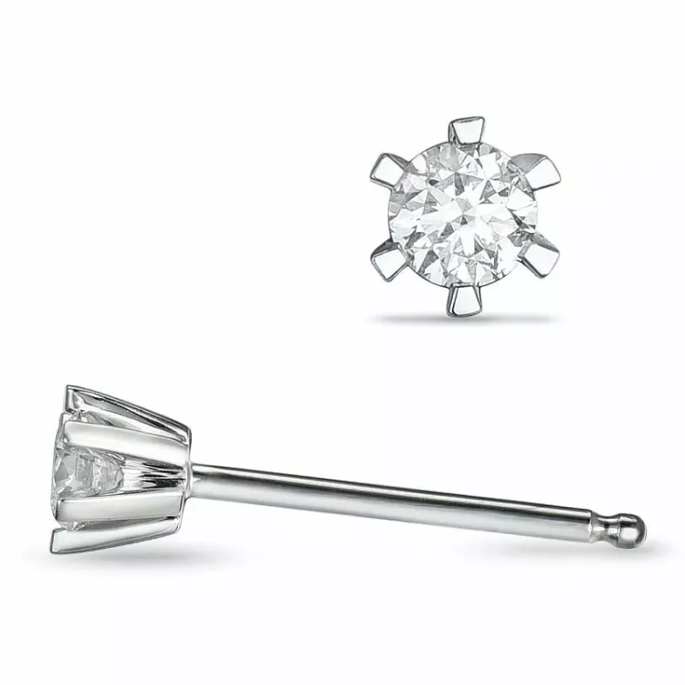 2 x 0,10 ct Solitärohrstecker in 14 Karat Weißgold mit Diamant