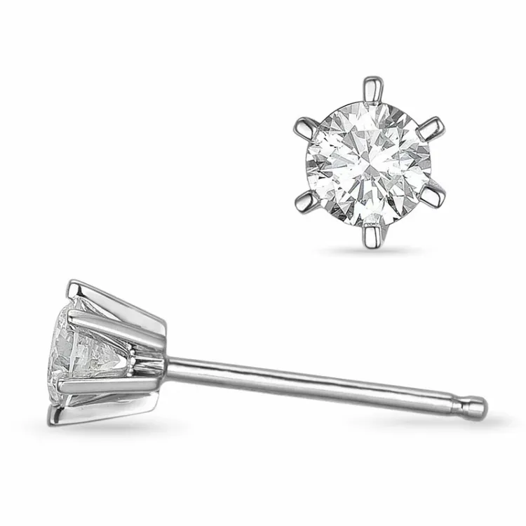 2 x 0,20 ct Solitärohrstecker in 14 Karat Weißgold mit Diamant