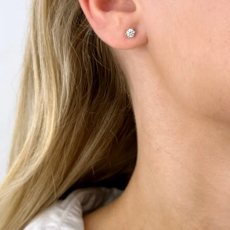 2 x 0,20 ct Solitärohrstecker in 14 Karat Weißgold mit Diamant