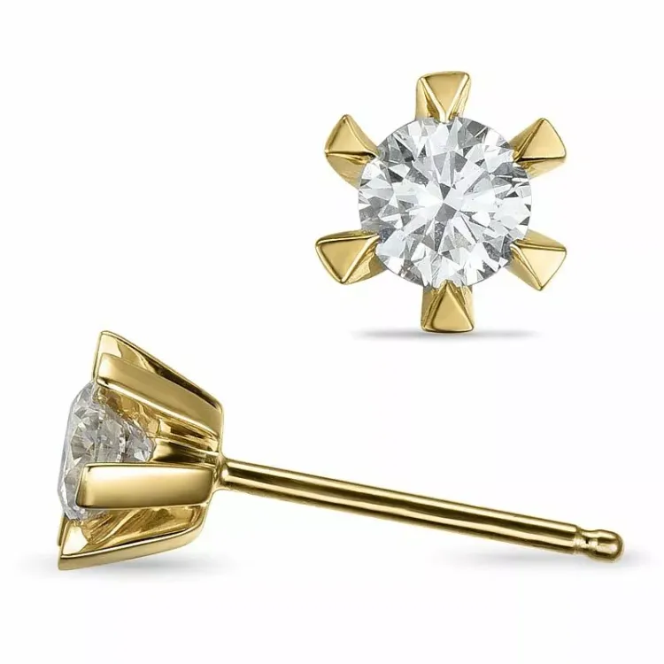 2 x 0,30 ct lab grown Diamant Solitärohrstecker in 14 Karat Gold mit lab grown Diamant 