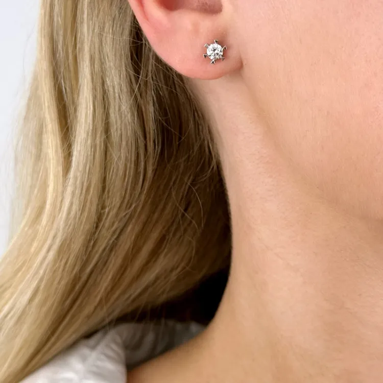 2 x 0,30 ct lab grown Diamant Solitärohrstecker in 14 Karat Weißgold mit lab grown Diamant 