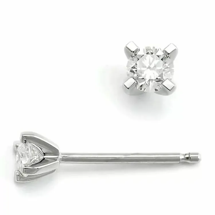 2 x 0,10 ct Solitärohrstecker in 14 Karat Weißgold mit Diamant