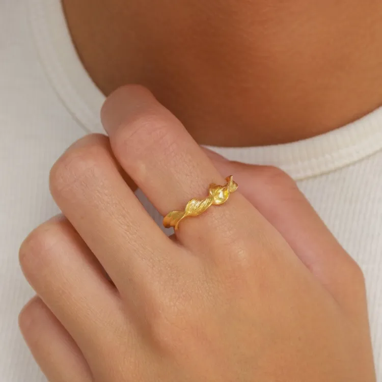gewunden Ring aus vergoldetem Sterlingsilber - Lumé Etched