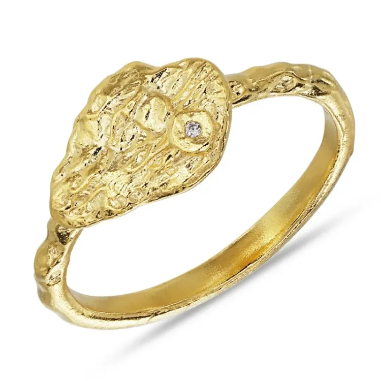 Zirkon Ring aus vergoldetem Sterlingsilber - Lumé Etched