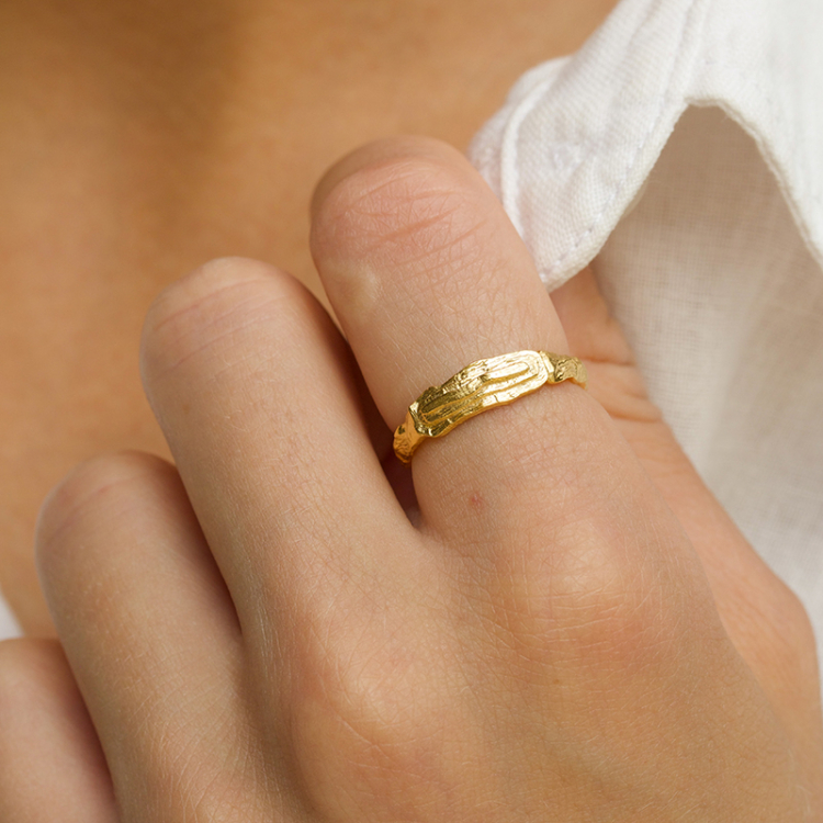 Ring aus vergoldetem Sterlingsilber - Lumé Etched