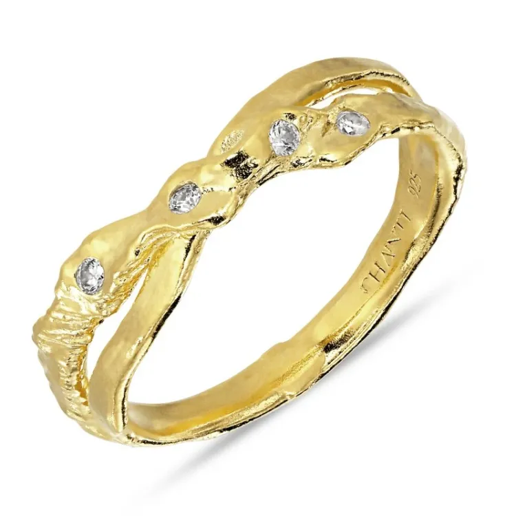 Zirkon Ring aus vergoldetem Sterlingsilber - Lumé Etched