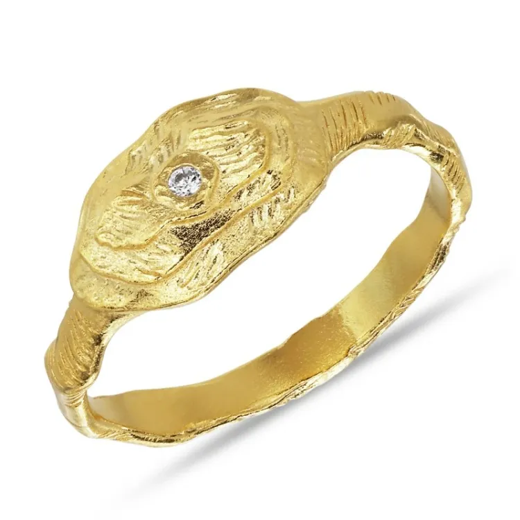 breit Zirkon Ring aus vergoldetem Sterlingsilber - Lumé Etched