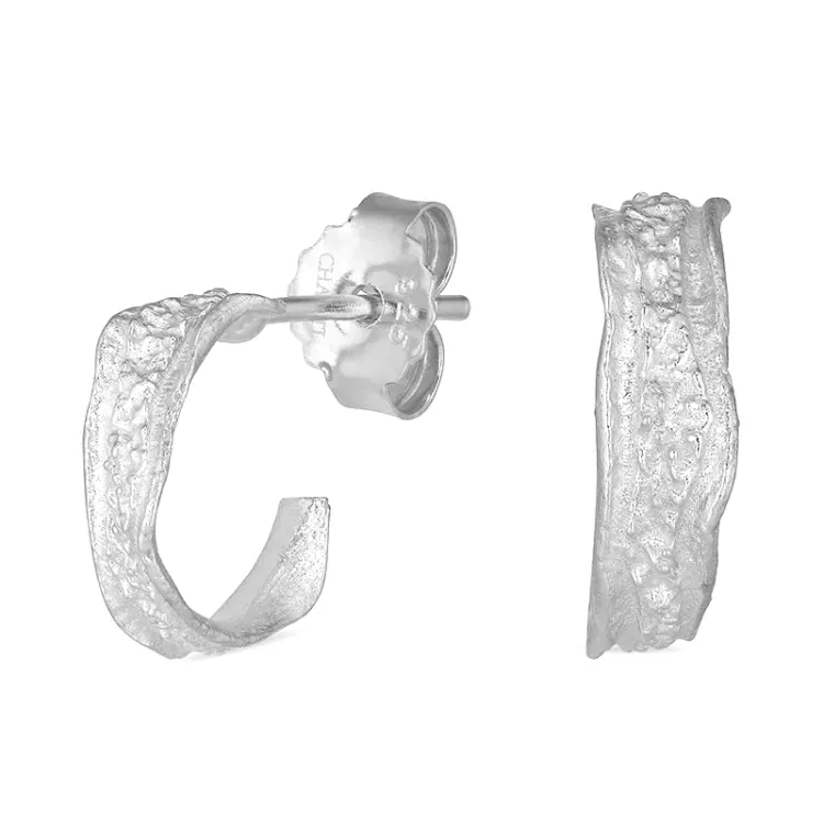 11,5 mm Halbkreolen in Silber - Lumé Etched