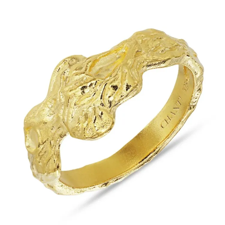breit Ring aus vergoldetem Sterlingsilber - Lumé Etched