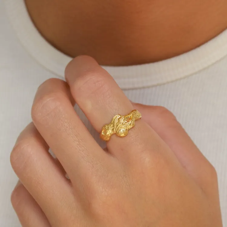 breit Ring aus vergoldetem Sterlingsilber - Lumé Etched