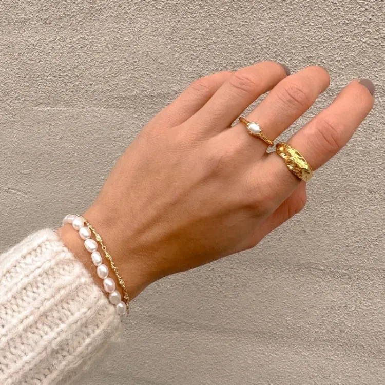 Ring aus vergoldetem Sterlingsilber - Lumé Etched