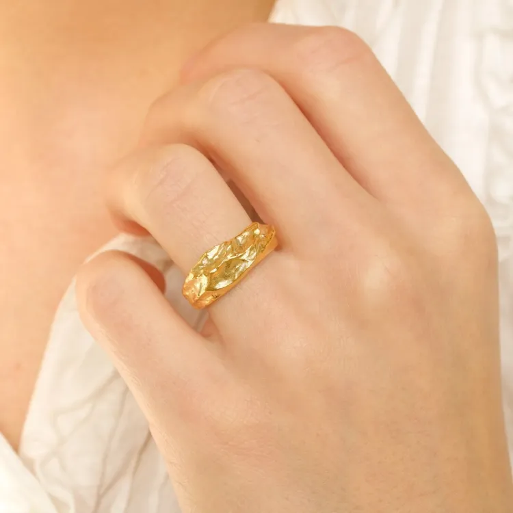 Ring aus vergoldetem Sterlingsilber - Lumé Etched