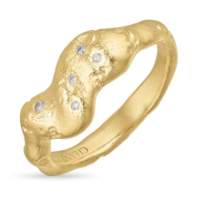 Zirkon Ring aus vergoldetem Sterlingsilber - Lumé Etched