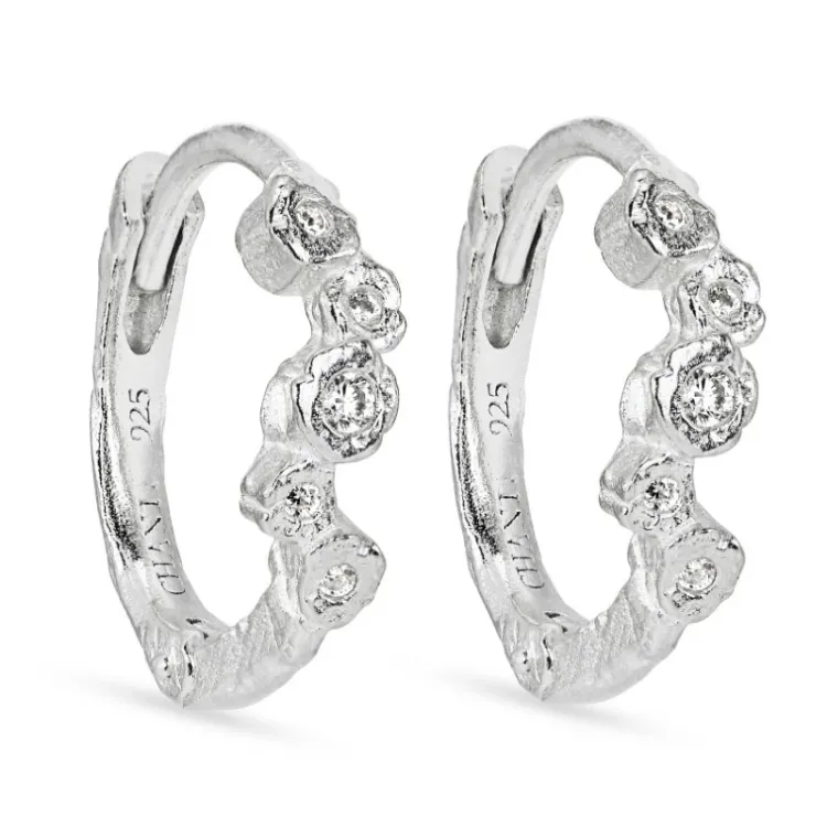 12 mm weißen Zirkon Kreole in Silber - Bubbly Sparkle