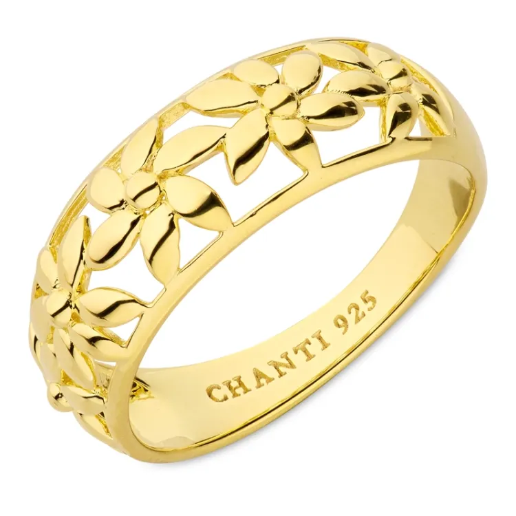 Blumen Ring aus vergoldetem Sterlingsilber - Lumé Essence