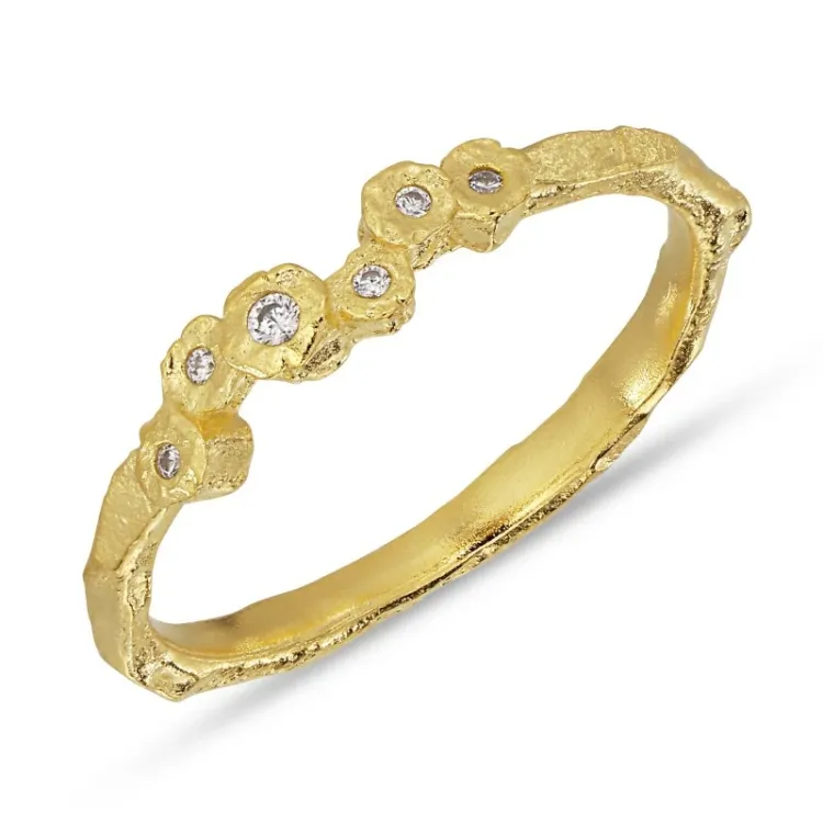 weißem Zirkon Ring aus vergoldetem Sterlingsilber - Bubbly Sparkle