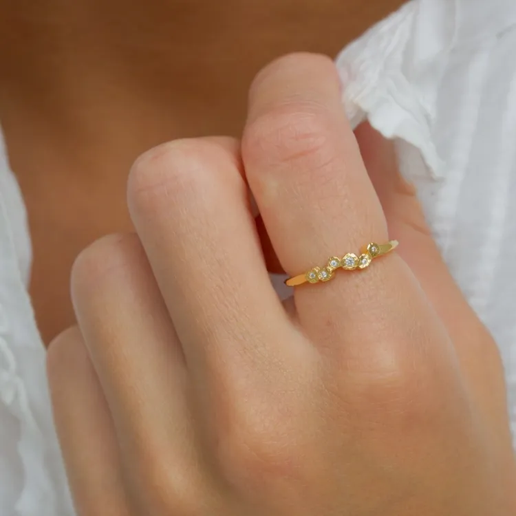 weißem Zirkon Ring aus vergoldetem Sterlingsilber - Bubbly Sparkle