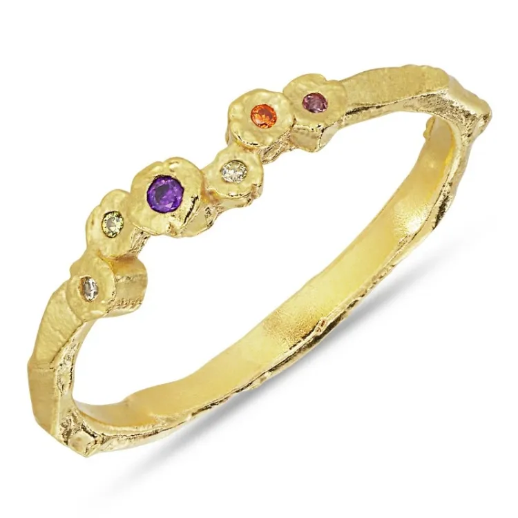 violettem Zirkon Ring aus vergoldetem Sterlingsilber - Bubbly Twist