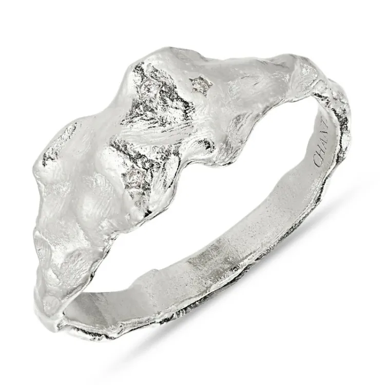 breit Zirkon Ring aus Silber - Lumé Etched