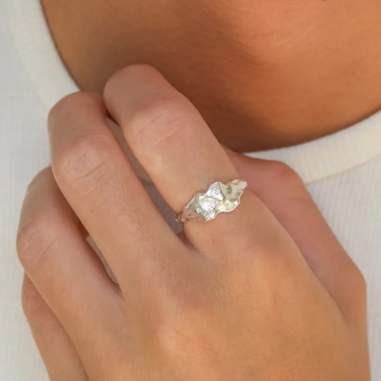 breit Zirkon Ring aus Silber - Lumé Etched