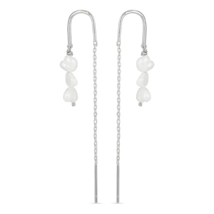 lange Perle ketten ohrringe in Silber