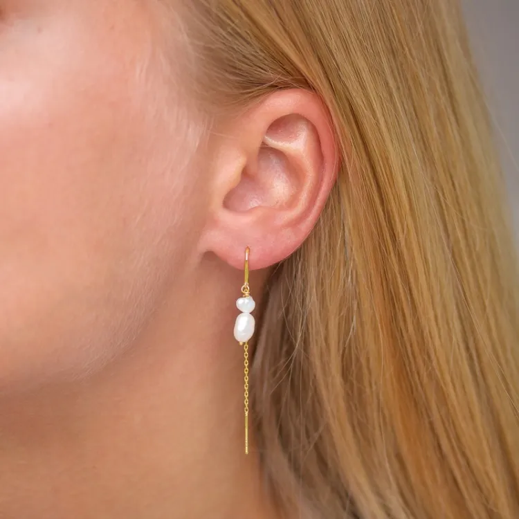 Perle ketten ohrringe in vergoldetem Sterlingsilber