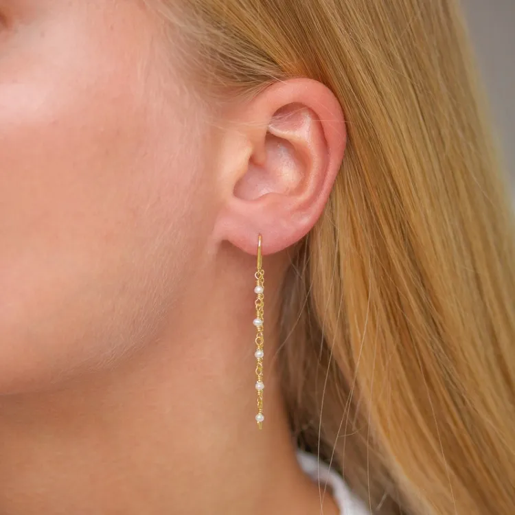 lange Perle ketten ohrringe in vergoldetem Sterlingsilber