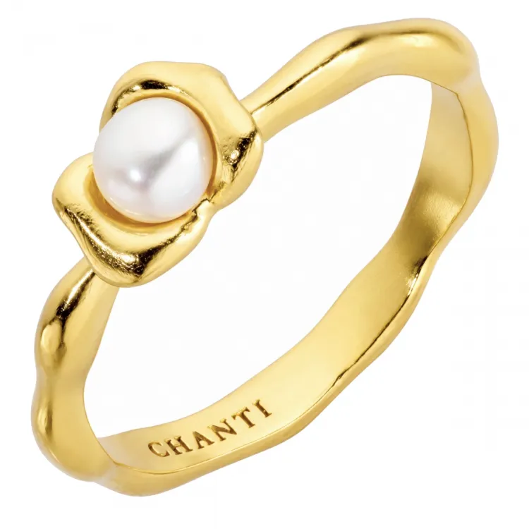 Perle Ring aus vergoldetes Messing - Eliné